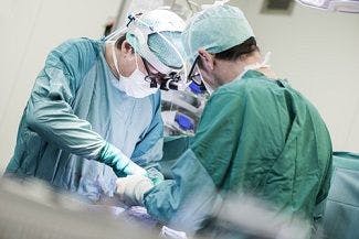 knee surgery in an operating room