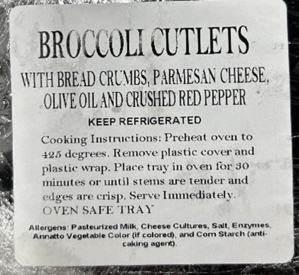Broccoli cutlets fda recall